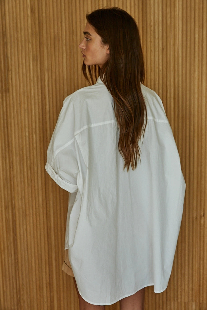 Cotton Oversized Cuff Hem Shirt