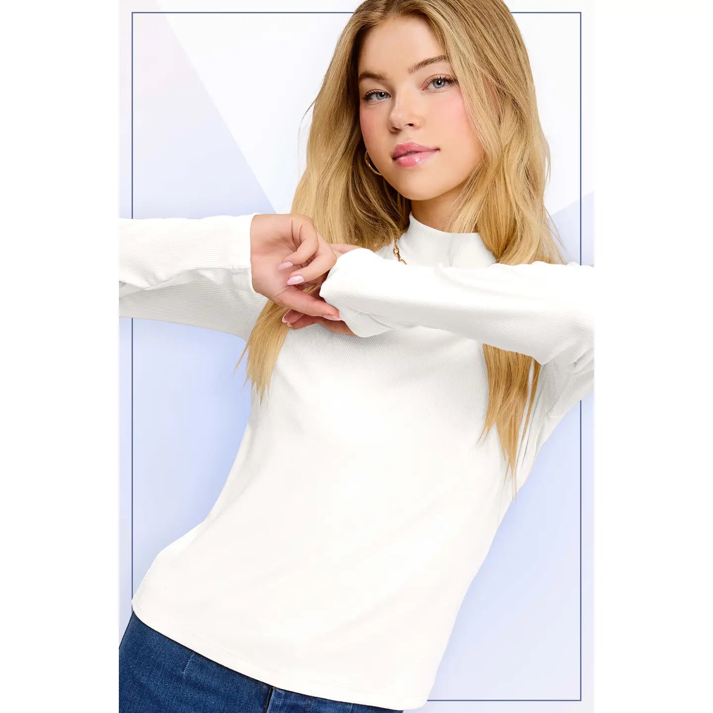 La Miel Stretchy Rib Mock Neck Top