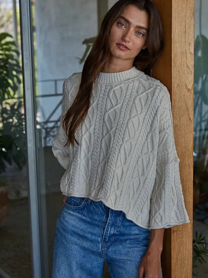 By Together Sami Cable 3/4 Sleeve Sweater