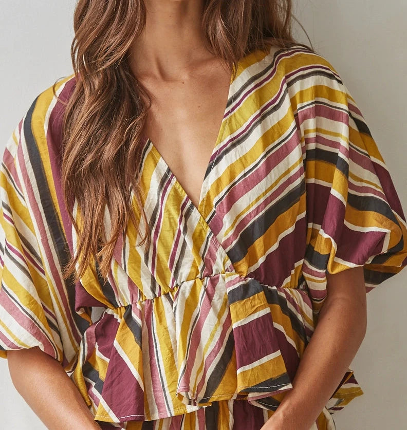 by Together Striped Plunge VNeck Top
