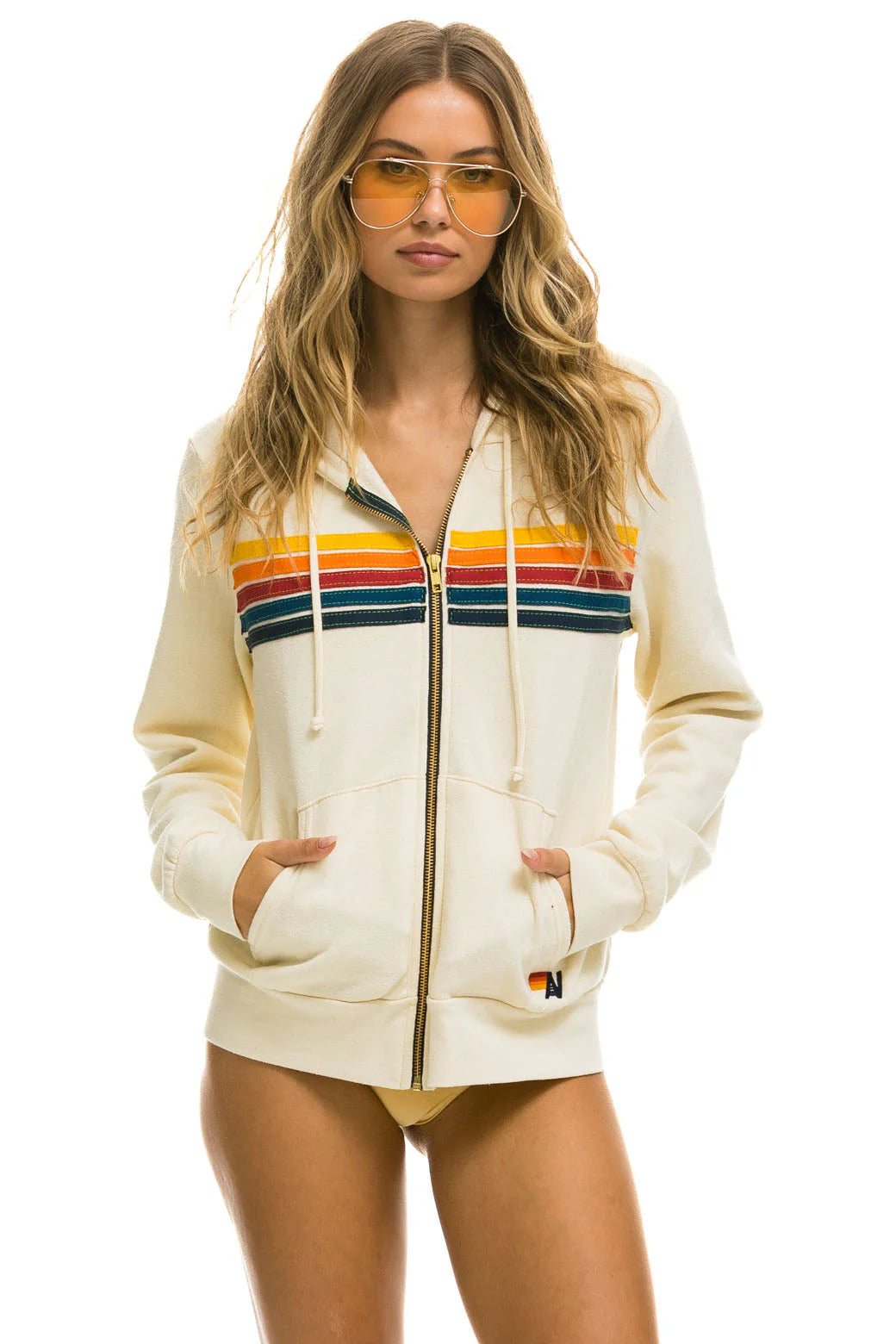 Aviator Nation 5 Stripe Zip Hoodie