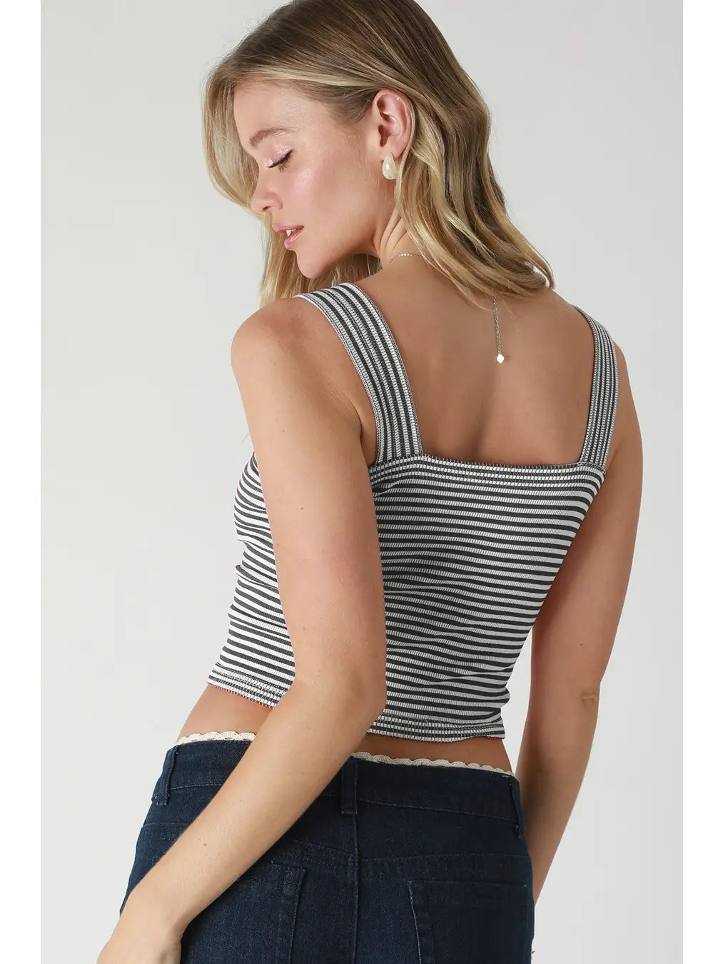 Nikibiki Striped Square Crop Top