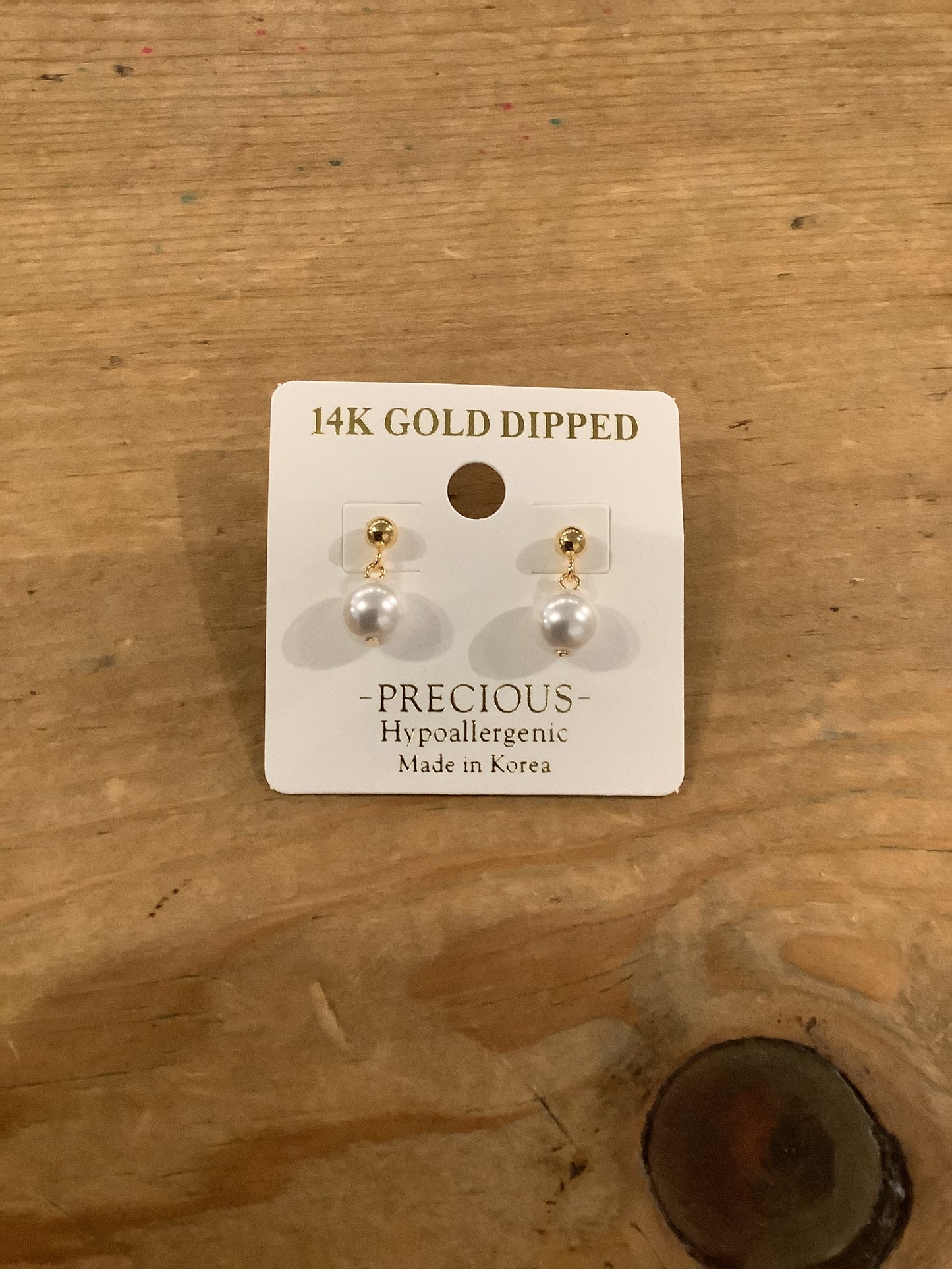 14K Gold Dipped Pearl Dangle Earrings