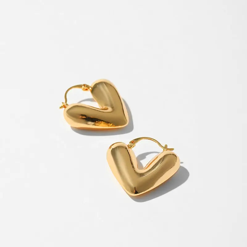 Metal Texture Heart Hoop Earrings