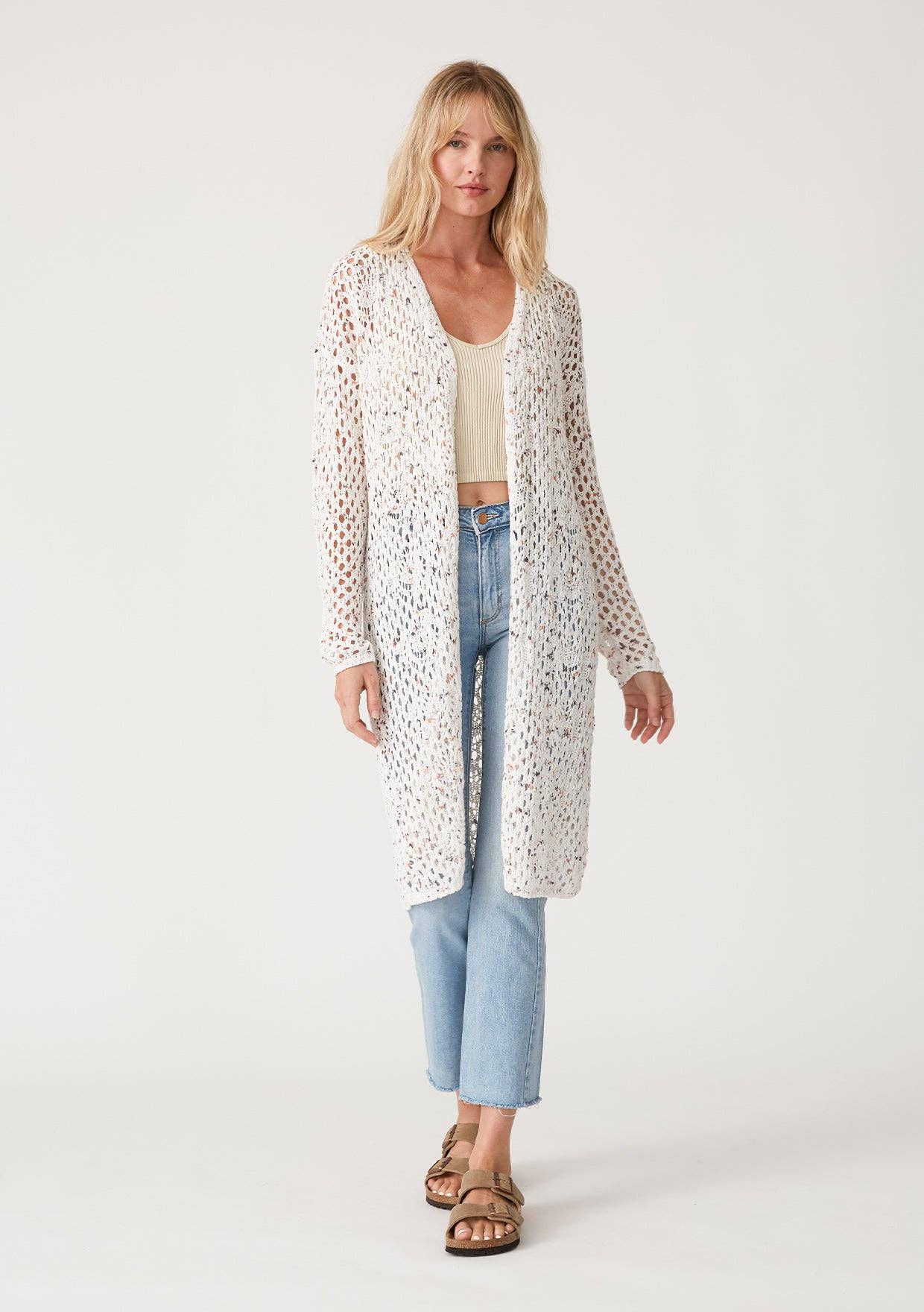 Long Sleeve Crochet Open Knit Cardigan