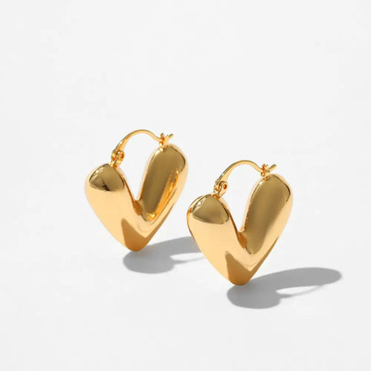 Metal Texture Heart Hoop Earrings