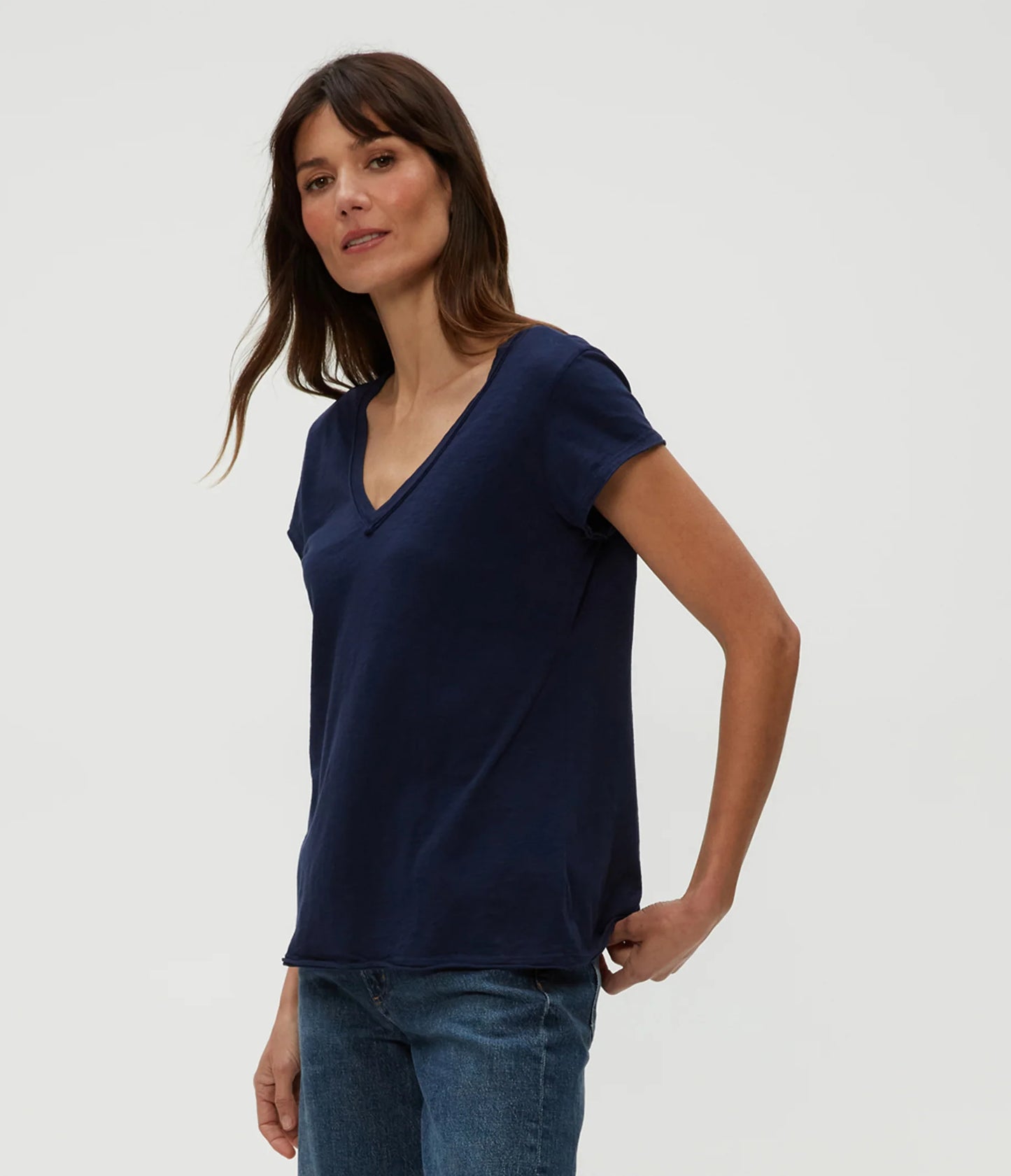 Michael Stars Baxter VNeck Raw Edge Tee