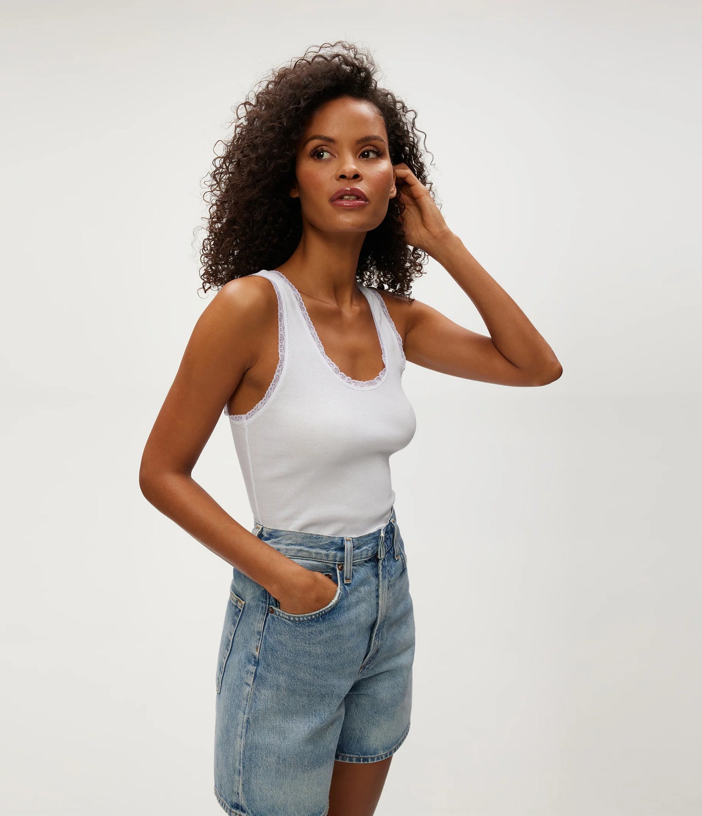 Michael Stars Miley Supina Rib Lace Tank