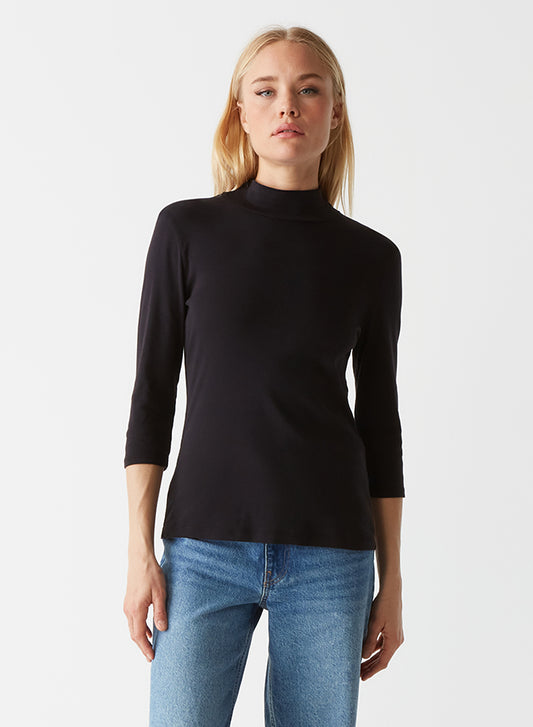 Michael Stars Nico 3/4 Sleeve Mock Neck Tee