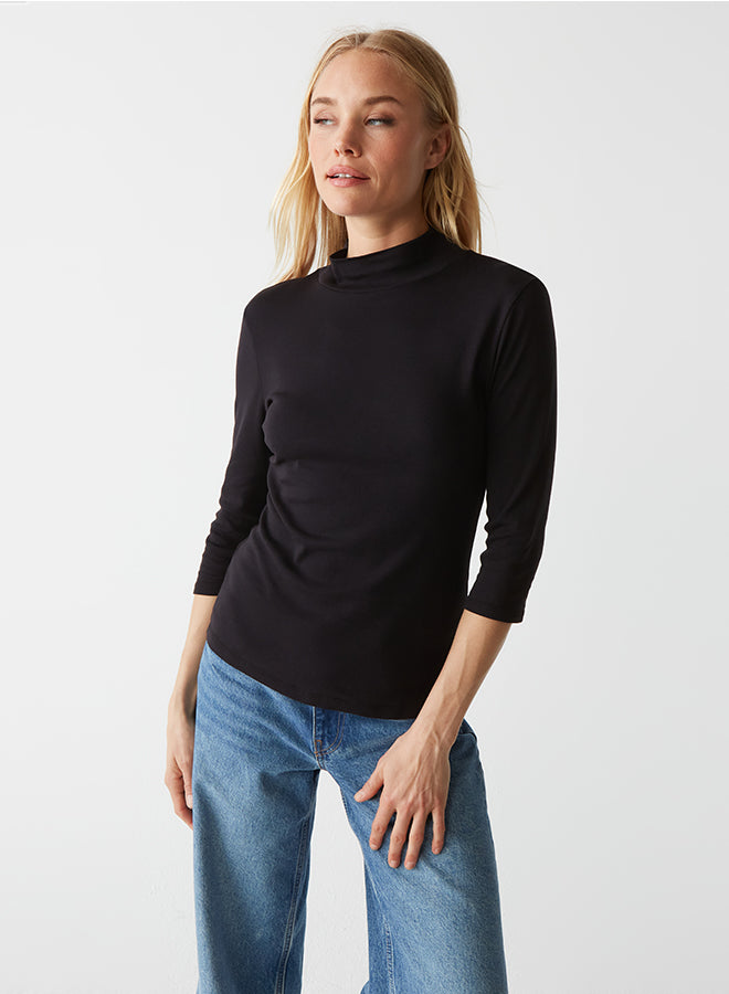 Michael Stars Nico 3/4 Sleeve Mock Neck Tee