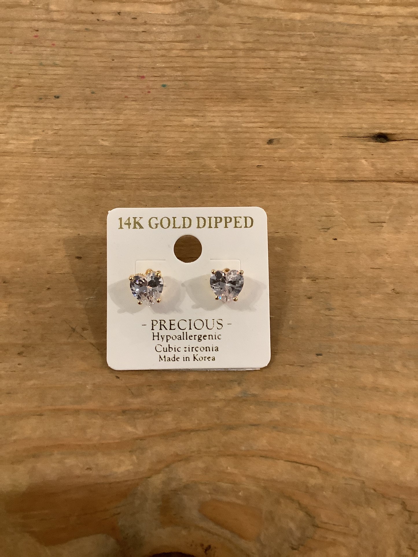 14K Gold Dipped Heart Cubic Earring