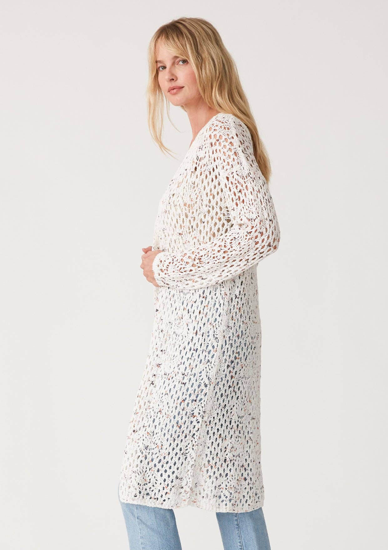 Long Sleeve Crochet Open Knit Cardigan