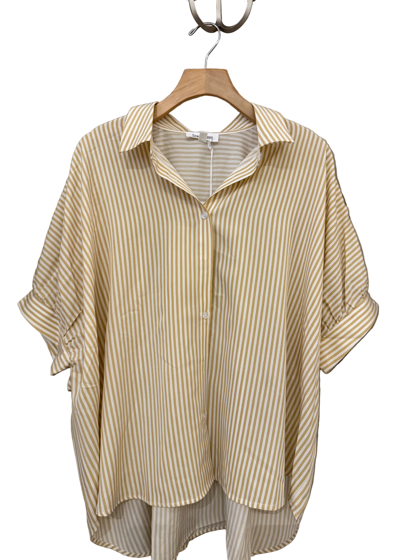 Short Sleeve Button Down Striped Shirt
