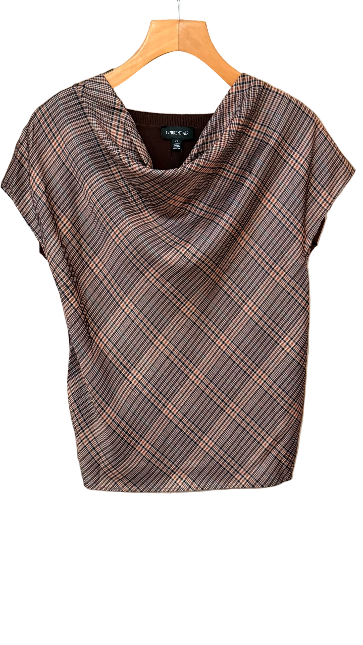 Current Cowl Plaid Sweater Combo