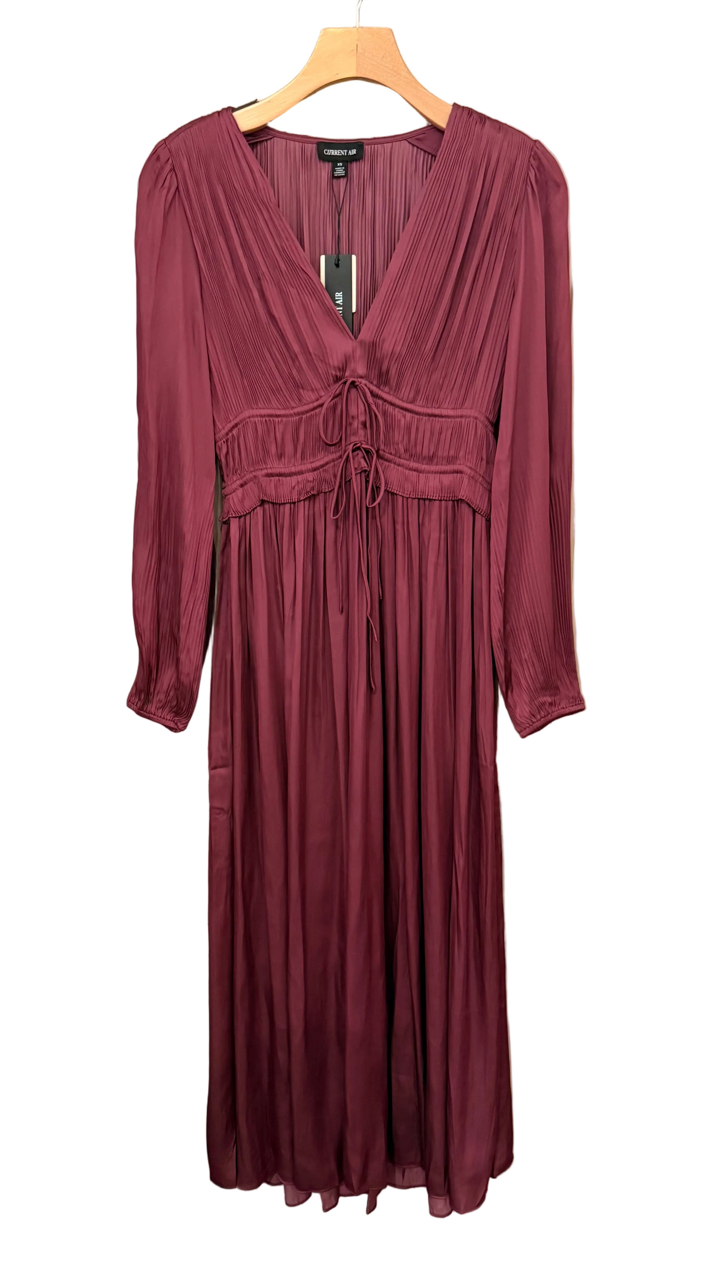 Current Satin Vneck Pleated Dress