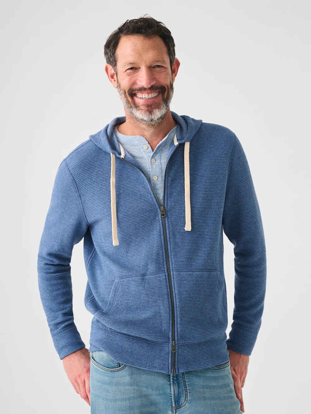 Faherty Mens Surf Waffle zip hoodie MKS2305