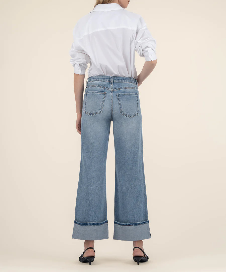 Kut Meg Hi Rise Fab Ab Wide Leg Roll Up