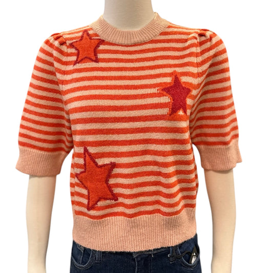 Star Striped Short Sleeve Sweater