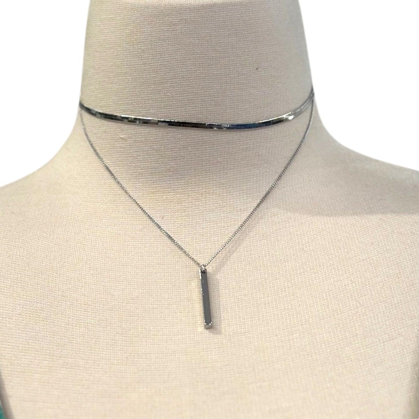 Sodajo Flat chain & Bar Double Necklace