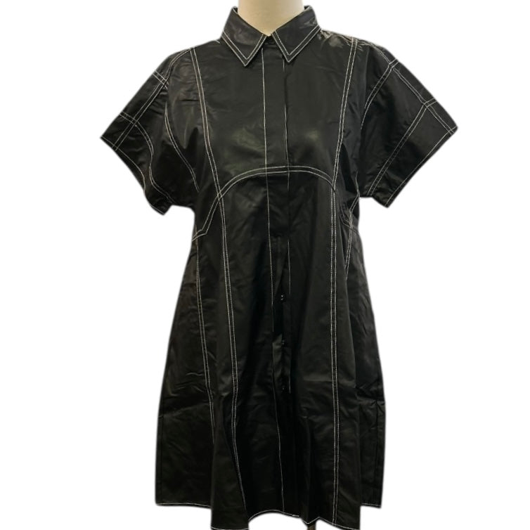 Leather Short Sleeve Dress