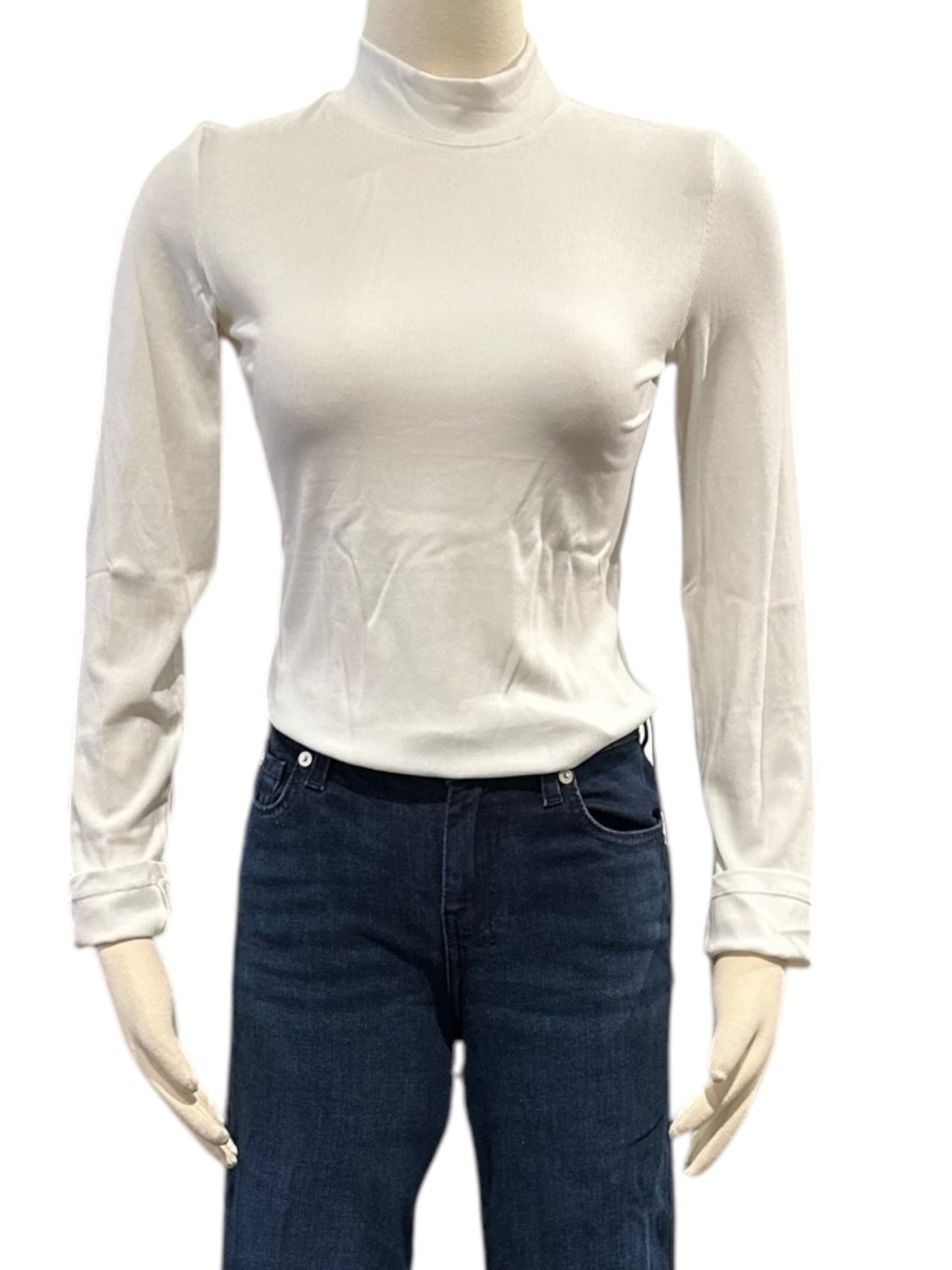 La Miel Stretchy Rib Mock Neck Top