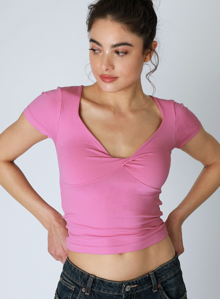 Nikibiki Double Twist Short Sleeve Top