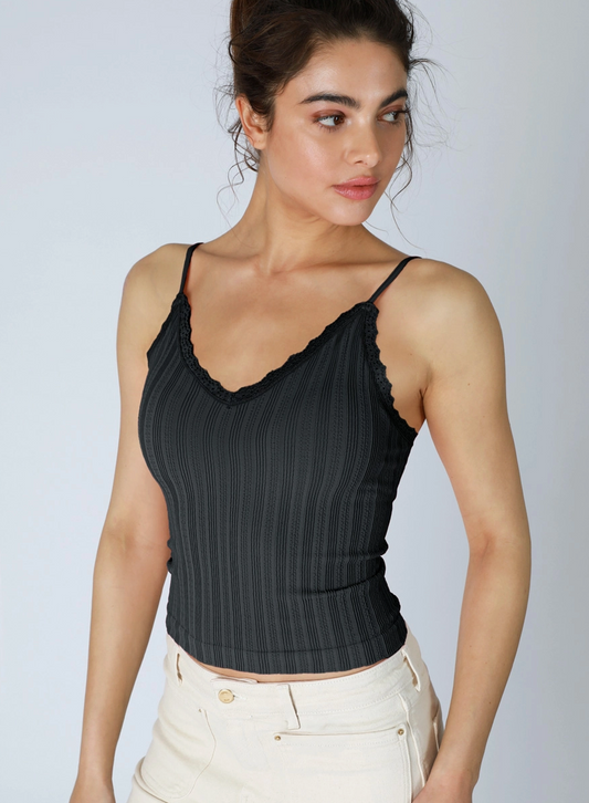 Nikibiki Lace Trim Texture Cami
