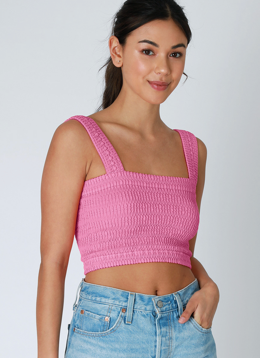 Nikibiki Shirred Square Neck Crop Tank