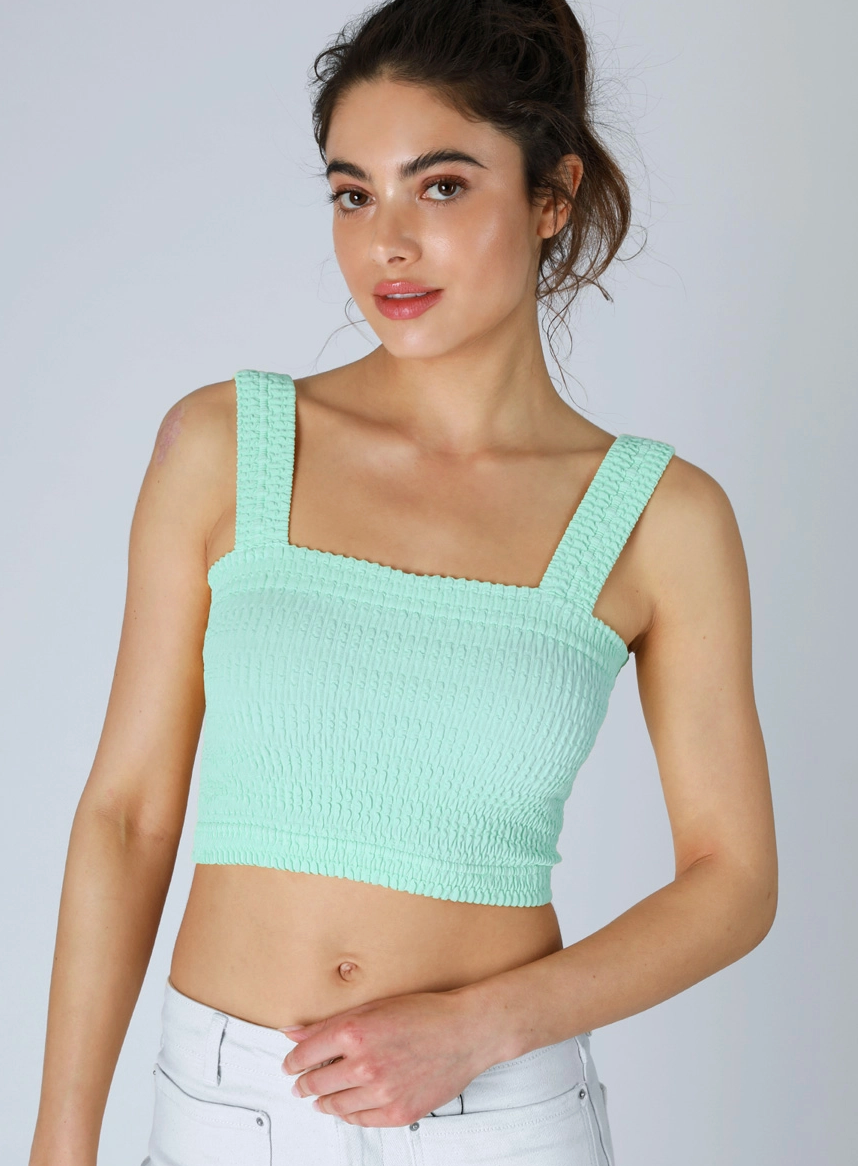 Nikibiki Shirred Square Neck Crop Tank