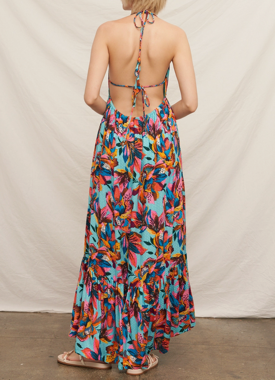 En Creme Halter Floral Maxi Dress