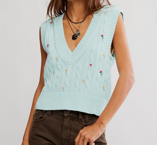 Free People Plumeria Floral Vest