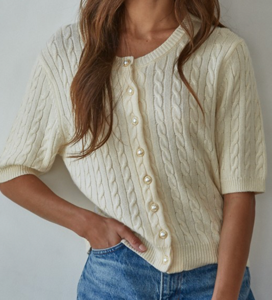 by Together Bonjour Cable Knit Cardigan Sweater