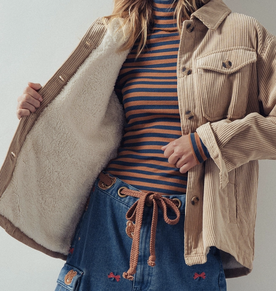 Corduroy Sherpa Lined Shacket