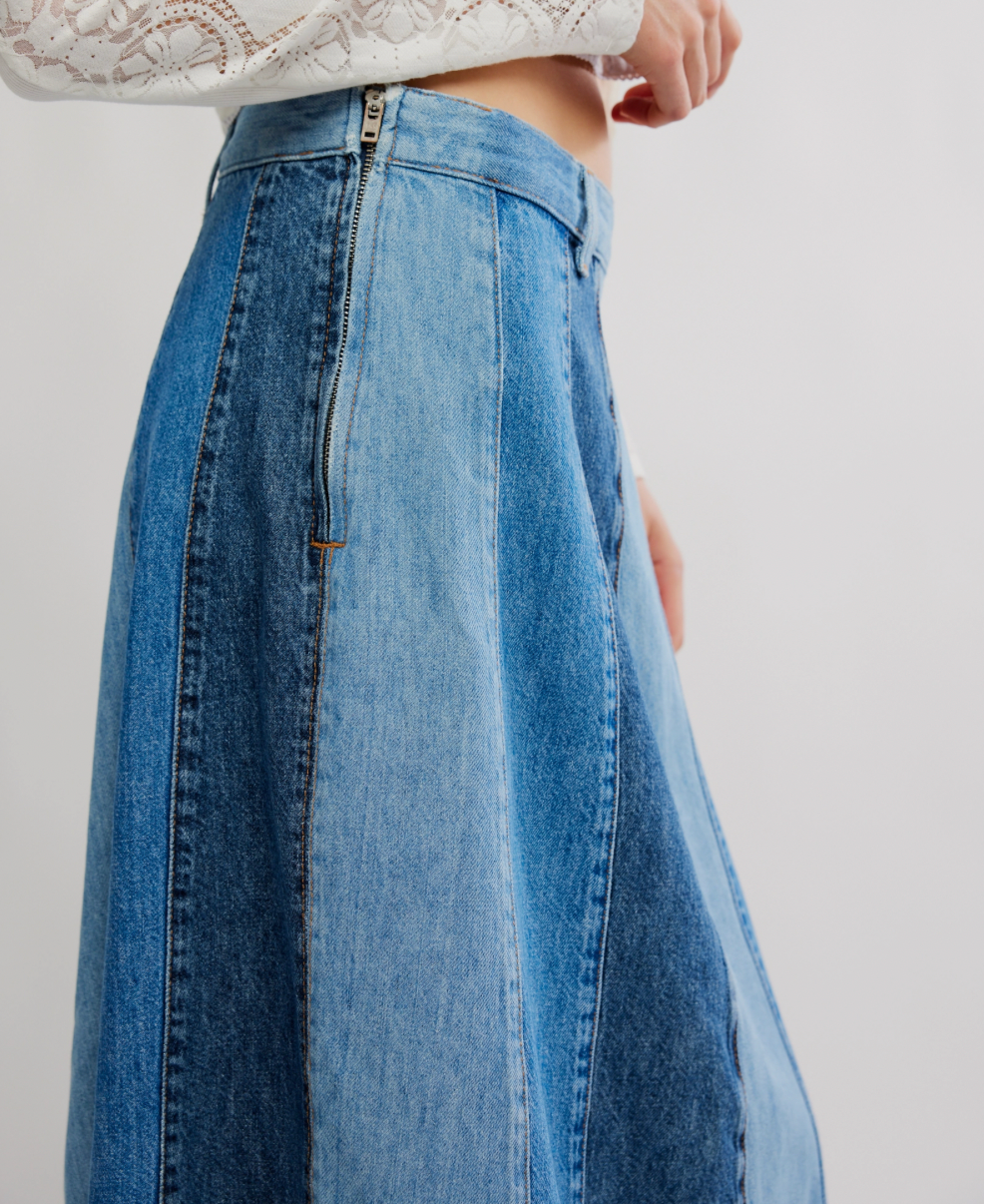 Free People Sunbeam Denim Midi Skirt
