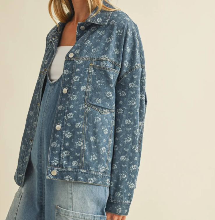 Flower Print Denim Shirt