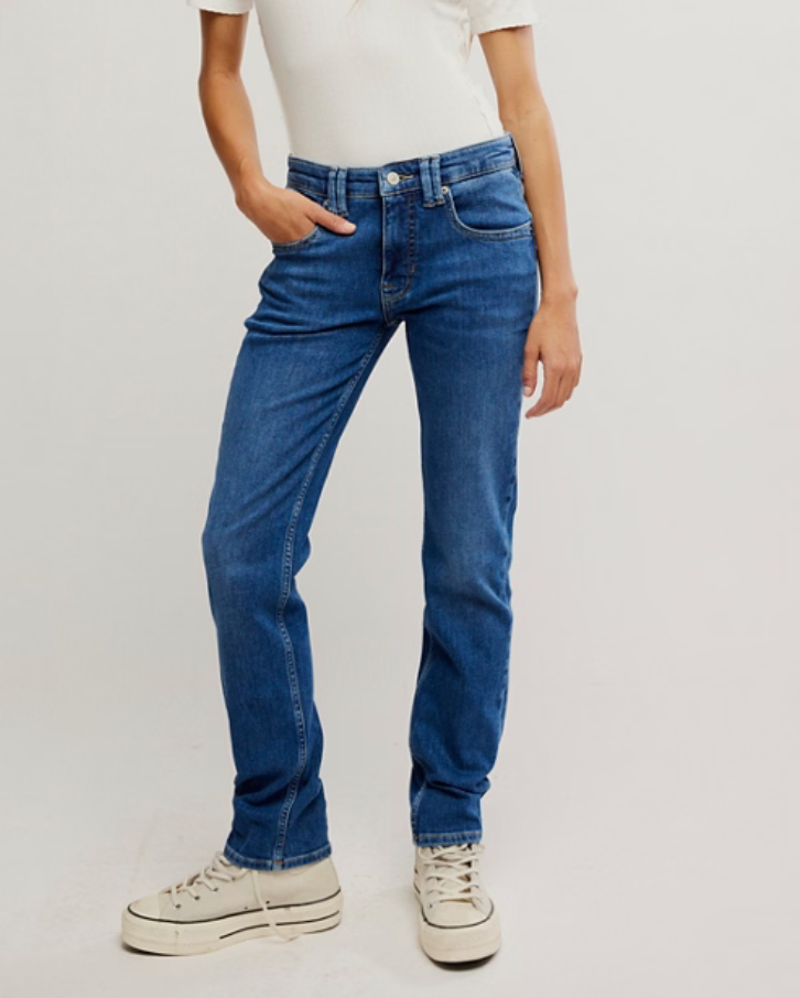 Free People Oracle Low Rise Slim Straight Jean