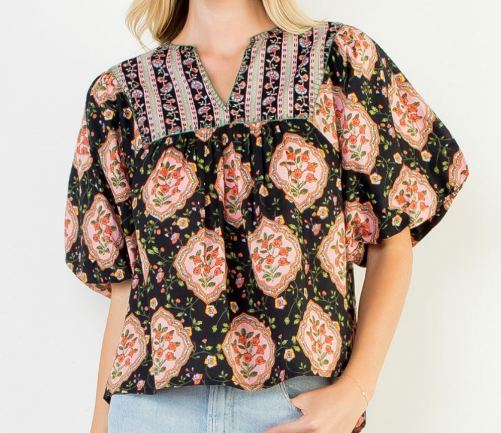 Jasmine Puff Sleeve Floral Top