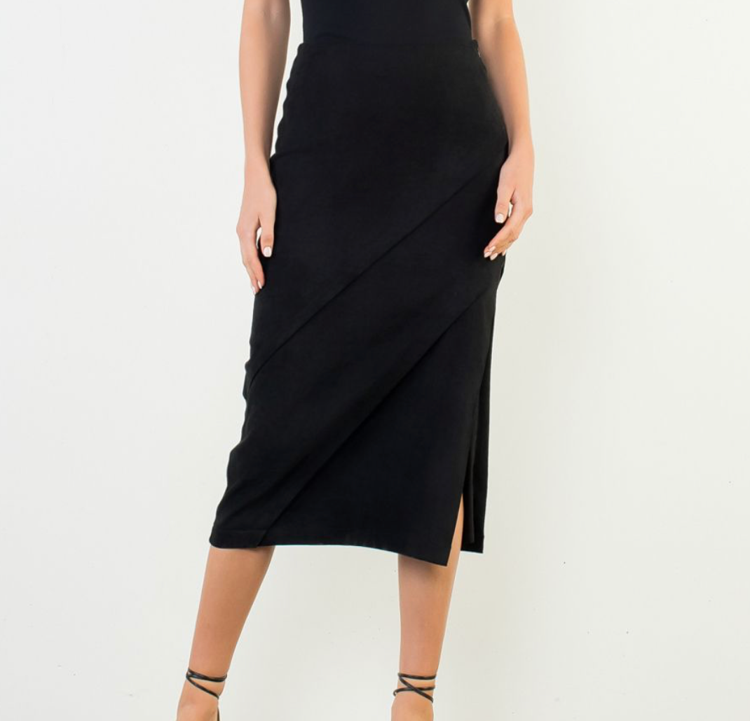 Suede Wrap Detail Skirt