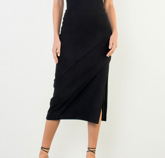 Suede Wrap Detail Skirt