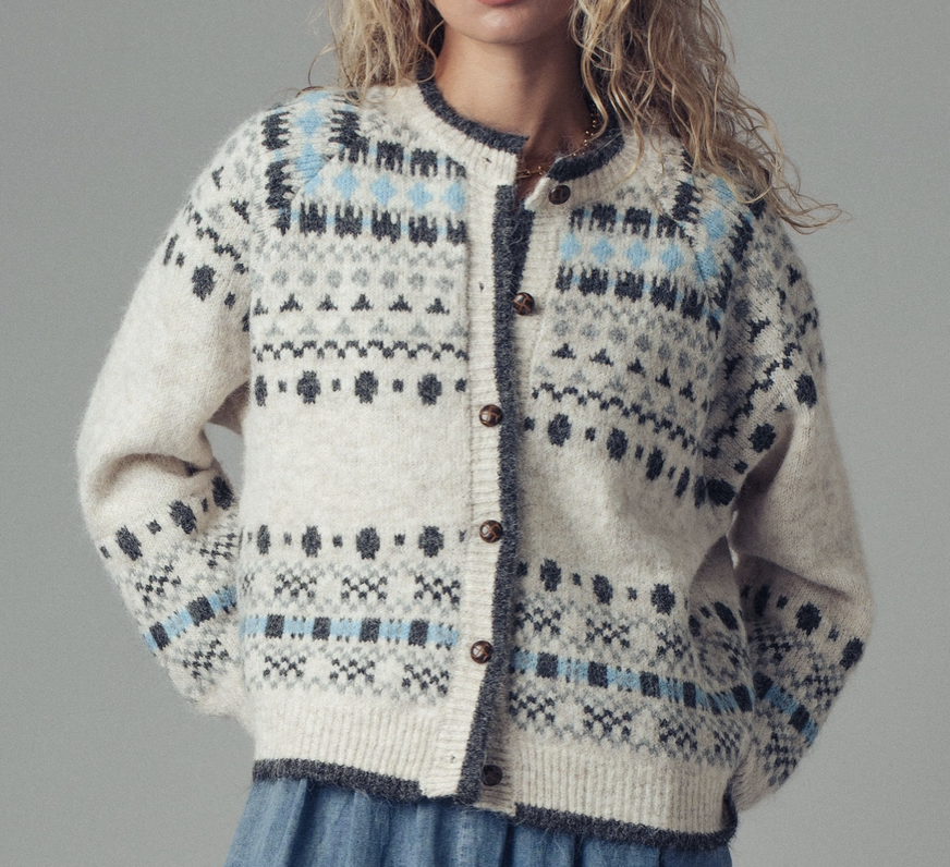 Nordic Pattern Cardigan Sweater