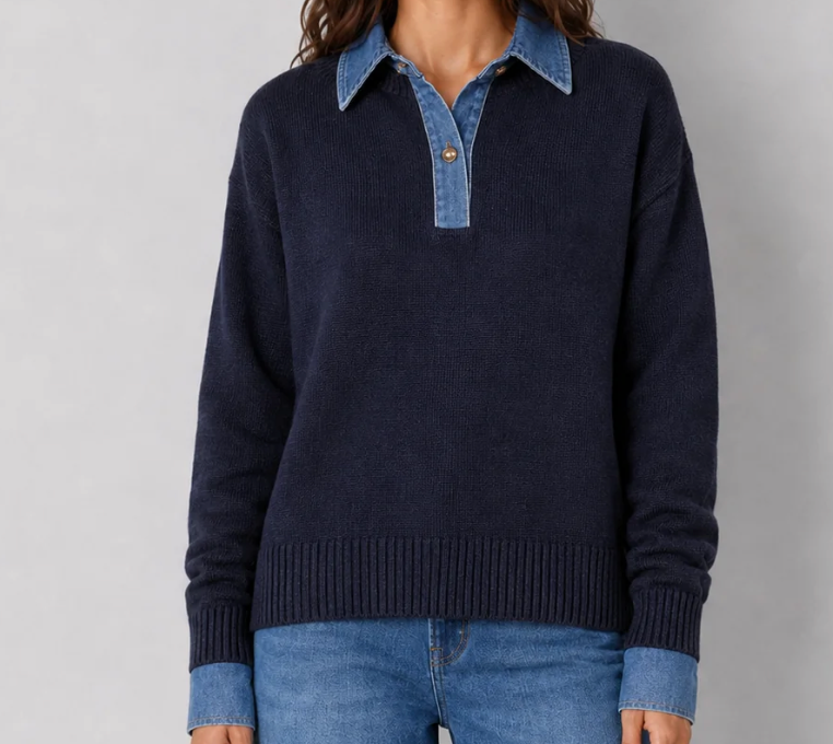 Elan Denim Collar Sweater