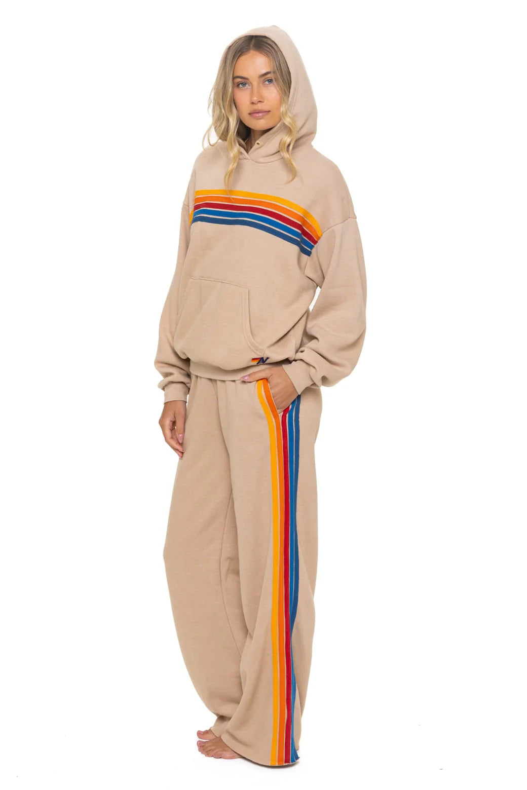Aviator Nation 5 Stripe Wide Leg Sweatpants