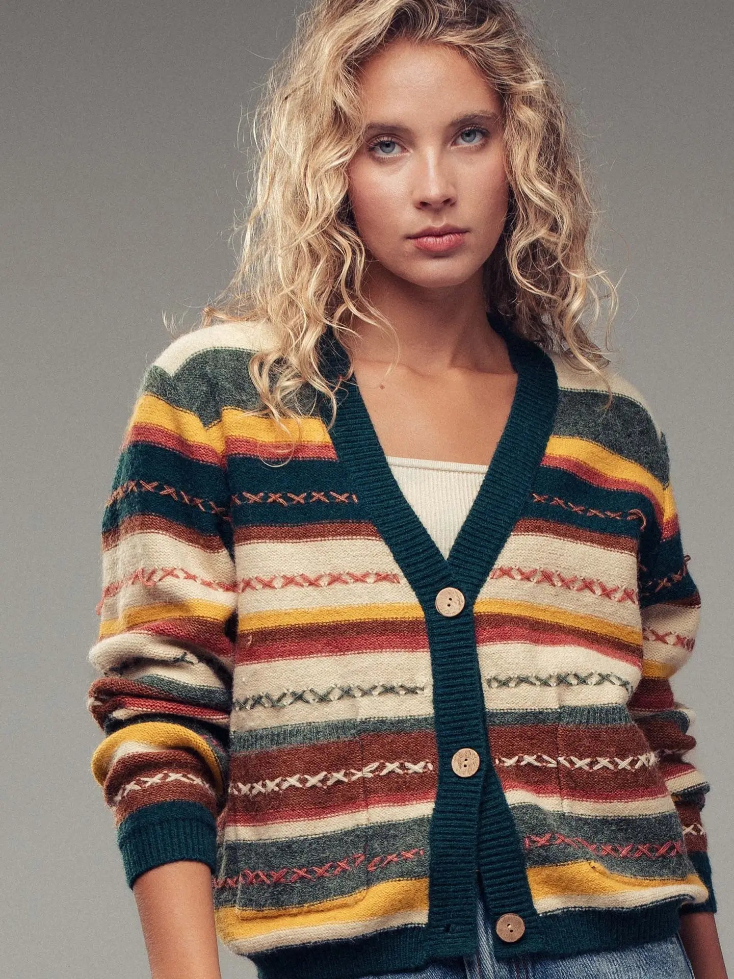 Rustic Stripe Knit Cardigan