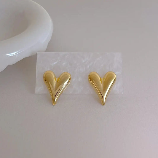 Love Heart Metal Elegant Stud Earring