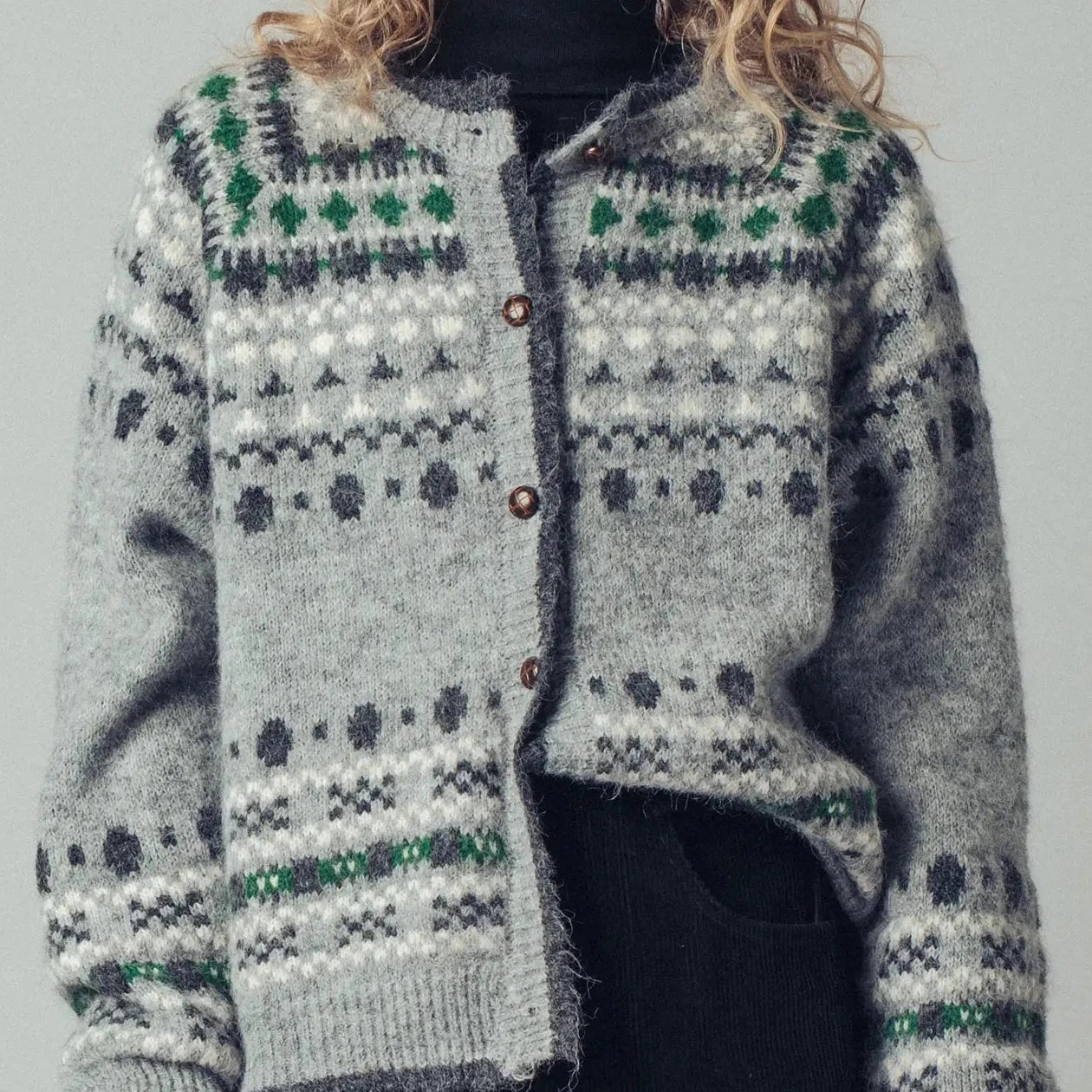Nordic Pattern Cardigan Sweater