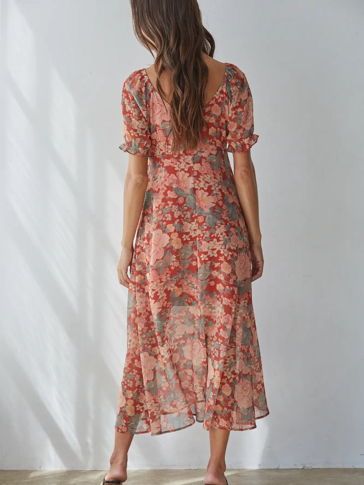 by Together Floral Short Sleeve Tie Maxi