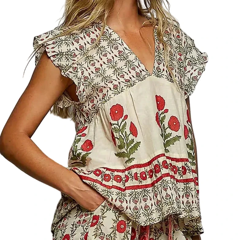 Clara Floral Ruffle Top