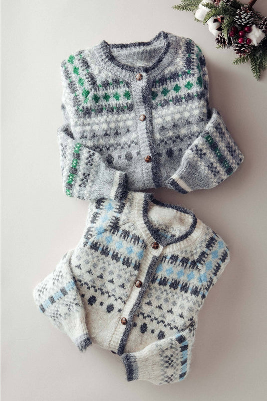 Nordic Pattern Cardigan Sweater