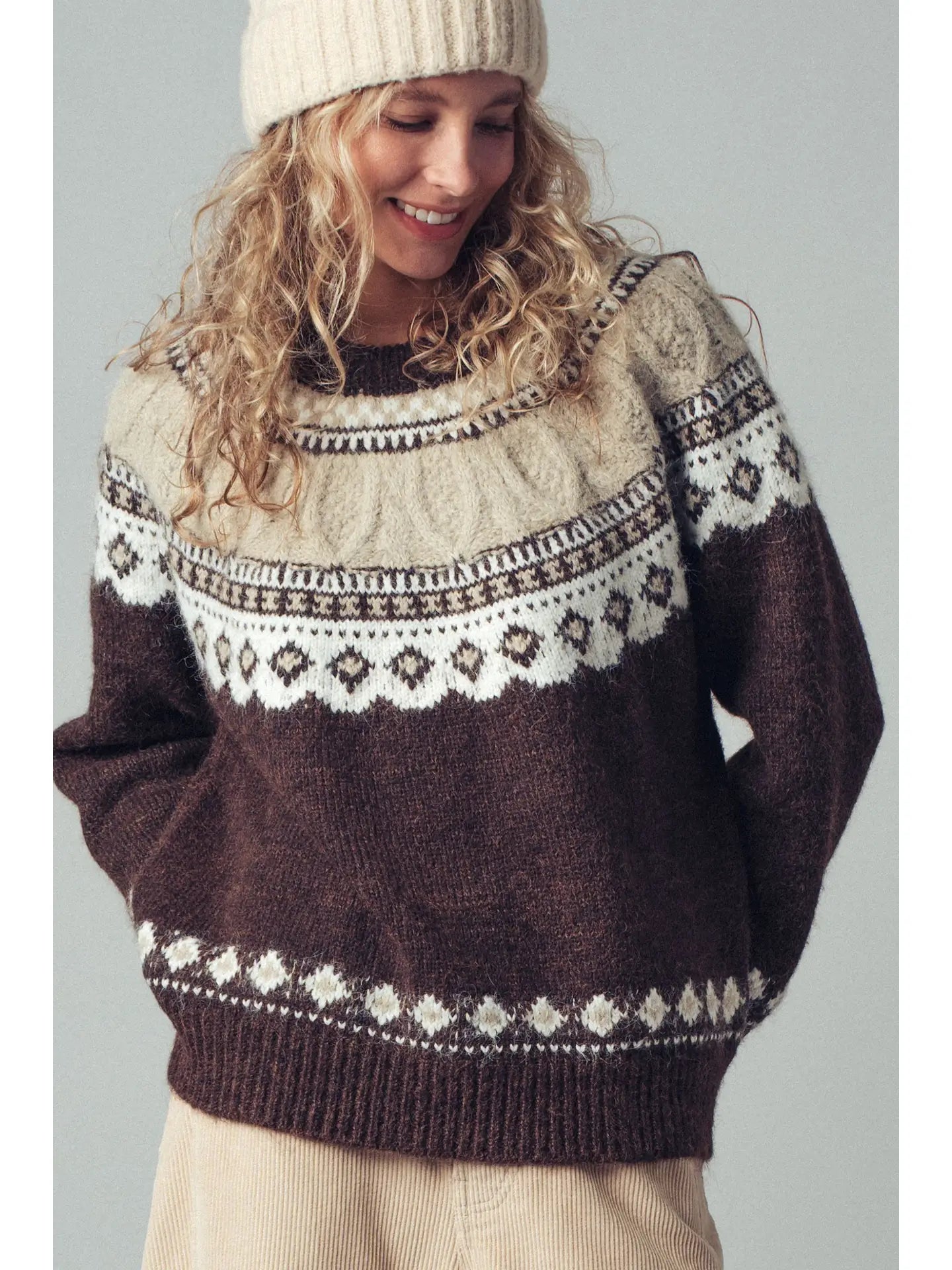 Classic Nordic Pattern Crew Sweater