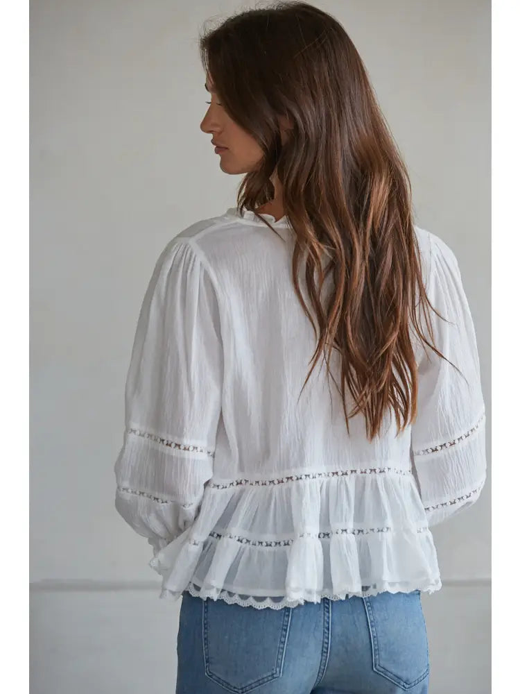 By Together Woven Cotton Quarter Sleeve Top